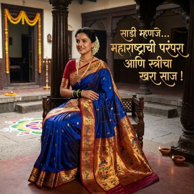 Traditional Saree Caption in Marathi